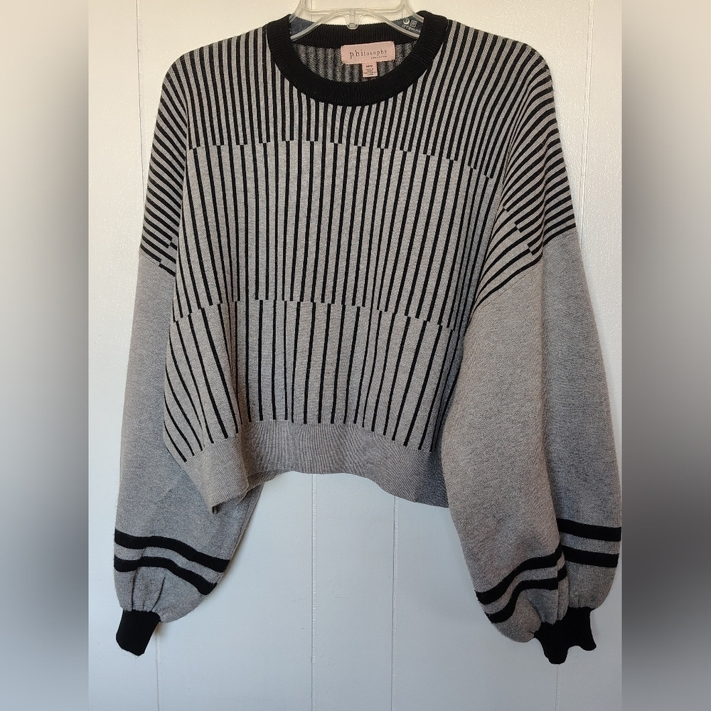 Philosophy Striped Gray Sweater Size M